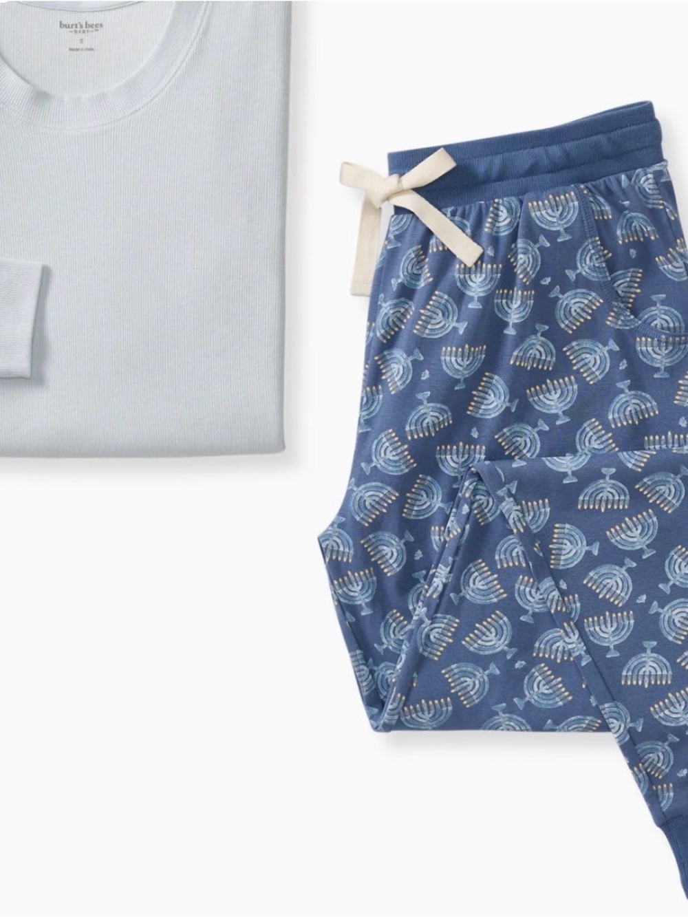Burt's Bees Baby Blue Menorah Print Women’s Pajamas Set M BNIP